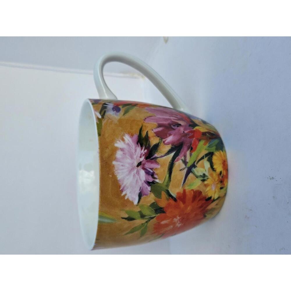 Pimpernel Floral Coffee Mug Cup Pink & Orange Blooms Botanical Garden